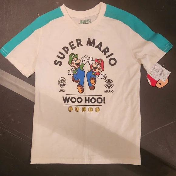 Super Mario Bros Mario & Luigi Tee NWT Boys M (7–8) Nintendo - Picture 2 of 8